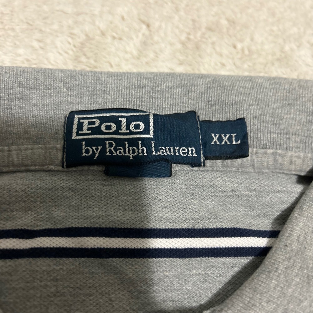 Polo Ralph Lauren Polo Shirt Mens XXL Grey Striped Short Sleeve Pony Logo 0641 - Picture 4 of 7